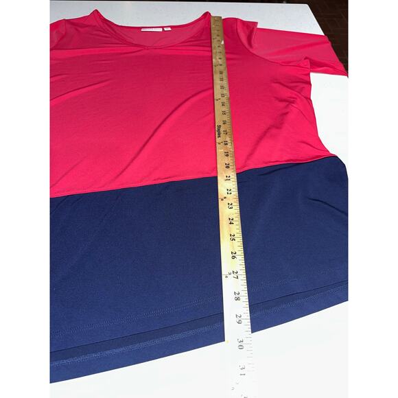 Susan Graver Tunic Top Liquid Knit Color Block Asymmetrical 2XL stretch Party - Picture 8 of 9